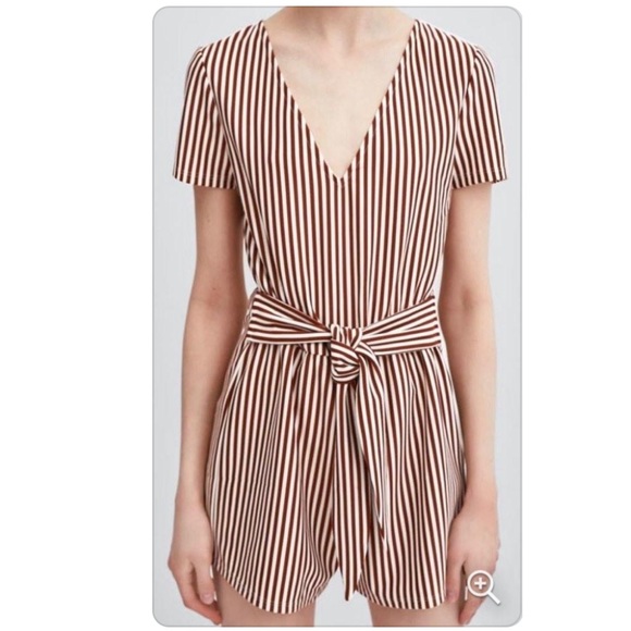 Zara Other - Zara V Neck Tie Front Brick Romper